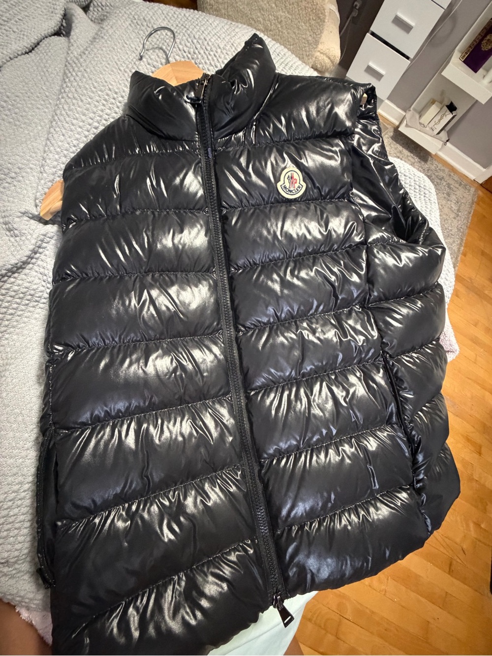 Moncler Black Glossy Puffer Vest